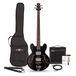 Gear4music San Francisco Semi-akoestische Basgitaar + SubZero V15B Versterkerpakket, Zwart