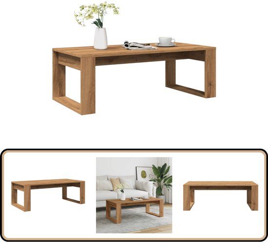 vidaXL Salontafel 102x50x35 cm bewerkt hout artisanaal eikenkleurig