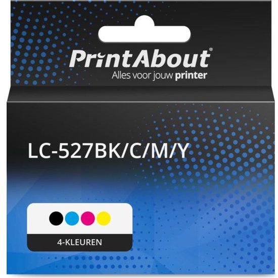 PrintAbout Huismerk Inktcartridge LC-527BK/C/M/Y 4-kleuren Multipack geschikt voor Brother