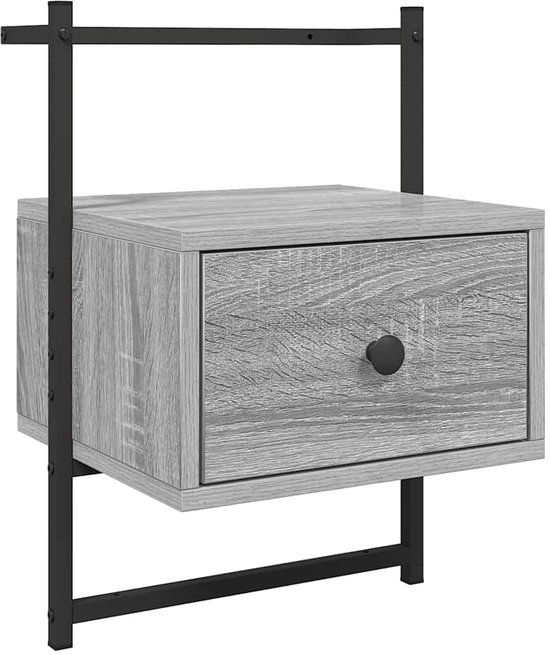 vidaXL Nachtkastje - Wandgemonteerd - Hout - Grijs Sonoma Eiken