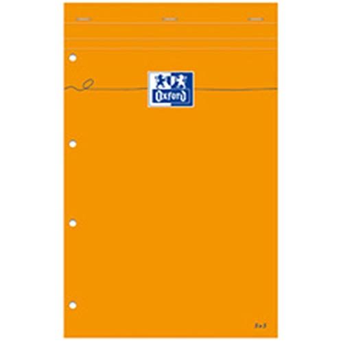 Oxford Everyday A4+ notitieblok - geperforeerd, geruit met lijst, 80 vellen, 80 g/m2, 5-pack, oranje