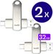 Buddi lot de 2 clés USB-C 32 Go | Gris