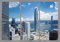 AG Design Stadsaanzicht van het raam, vlies fotobehang, 4 delen, multicolor, 360 x 270 cm