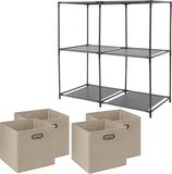 5Five Kastmandjes/opberg manden - beige - 4x van 29 Liter