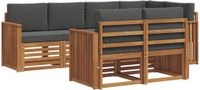vidaXL - Bank loungeset - 7 zitplekken - Natuurlijk en antraciet - Polyester
