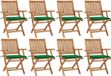 vidaXL Chaises pliantes avec coussins, set de 8 pièces, bois de teck massif