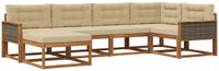 vidaXL Hoek loungeset 6-delig Acaciahout Natuurlijk en Beige
