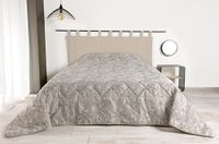LINDER Sprei, gewatteerd, motief plantaardige bladeren, geweven en geverfd in Frankrijk, kleur: ecru en zwart, afmetingen: 240 x 260 cm, polyester/katoen en watten van 100% polyester, collectie Kerala