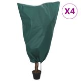 VidaXL Vlieshoezen voor planten met trekkoord 4 st 70 g/m² 0,8x0,8 m Groen