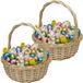 Merkloos / Sans marque Ger Import Paasmandje riet - 2x - Rieten mandje met hengsel - naturel - D25 x H27 cm - paaseieren zoeken