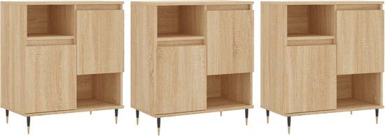 vidaXL Dressoirs 3 st bewerkt hout sonoma eiken