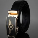 CONTITECH Bol Leren Heren Riem (Met B Logo) | Type 3 | Zwart | Kalfsleer | Goudkleurig Hardware