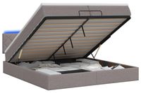 vidaXL Lit plateforme avec matelas et éclairage LED, couleur taupe, 200 x 200 cm, revêtement en tissu