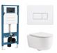 QeramiQ Dely Swirl Toiletset - inbouwreservoir Qeramiq Flush - slim zitting - metaal mat witte bedieningsplaat - rechthoekige knoppen - mat wit