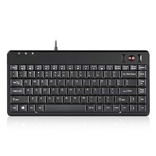 Perixx PERIBOARD-505H PLUS, Wired keyboard with trackball and 2 USB Hubs - 14mm Trackball - QWERTY Layout US