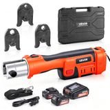VEVOR Elektrische hydraulische krimptang 18 V met bekken V15, V22, V28 voor roestvrijstalen buizen, dikte 32 kN met 2 batterijen 4 Ah, draaikop, oplader en transportkoffer