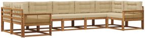 vidaXL Ensemble de canapés d'extérieur 7 pièces Naturel et Beige