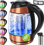 KESSER® 1,8L Elektrische Waterkoker 2200W Glazen Waterkoker Roestvrijstalen Warmhoudfunctie Kettle - Koper