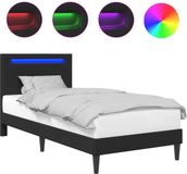 vidaXL Bedframe met LED-stripverlichting Zwart 80 x 200 cm Kunstleer