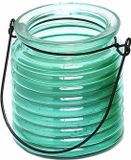 Merkloos Citronellakaars - Blauw Geribbeld Glas - 8 cm - Insecten Verjagen