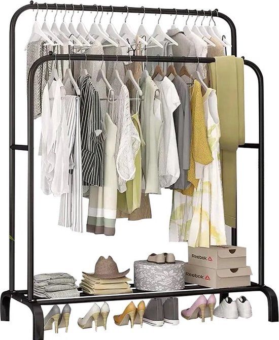 MeubelsvanJoep® Kledingrek Zwart Metaal - Garderoberek Staand - Dressboy - 110 cm breed