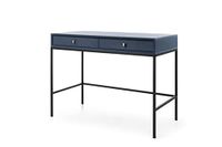 3xE living Coiffeuse 104 cm, 2 tiroirs, bleu marine, poignée noire