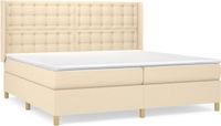 vidaXL Boxspring met matras stof crèmekleurig 200x200 cm