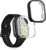 kwmobile 2x smartwatch hoes geschikt voor Xiaomi Redmi Watch 5 / Redmi Watch5 eSIM hoesje - Siliconen sporthorloge cover - Activity tracker case in transparant / zwart
