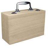 RAYHER HOBBY 6158000 Houten koffer, 25 x 16 x 9 cm, metalen handgreep, metalen scharnieren, knutselkoffer, houten koffer zonder binnenindeling, beige
