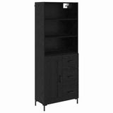 vidaXL Highboard Zwart Eiken Bewerkt Hout 69,5 x 34 x 180 cm