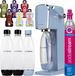 SodaStream waterbron Art, blauw, inclusief één fles + SodaStream 1L Fuse flessen, dubbelpack, zwart