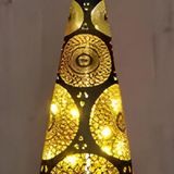 Annas Collection Kerstboompje glas marrakech 10led warm wit 30x9 cm zwart/goud