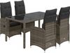 vidaXL Bistroset van 5 delen met kussens, polyrotan, grijs