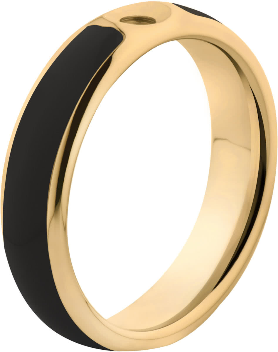 Melano jewelry Melano Twisted Tracy resin ring - dames - goldplated + black resin - 5mm - maat 48