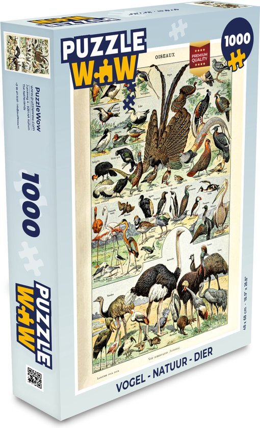 MuchoWow Puzzel Vogel - Natuur - Dieren - Vintage - Kunstwerk - Legpuzzel - Puzzel 1000 stukjes volwassenen