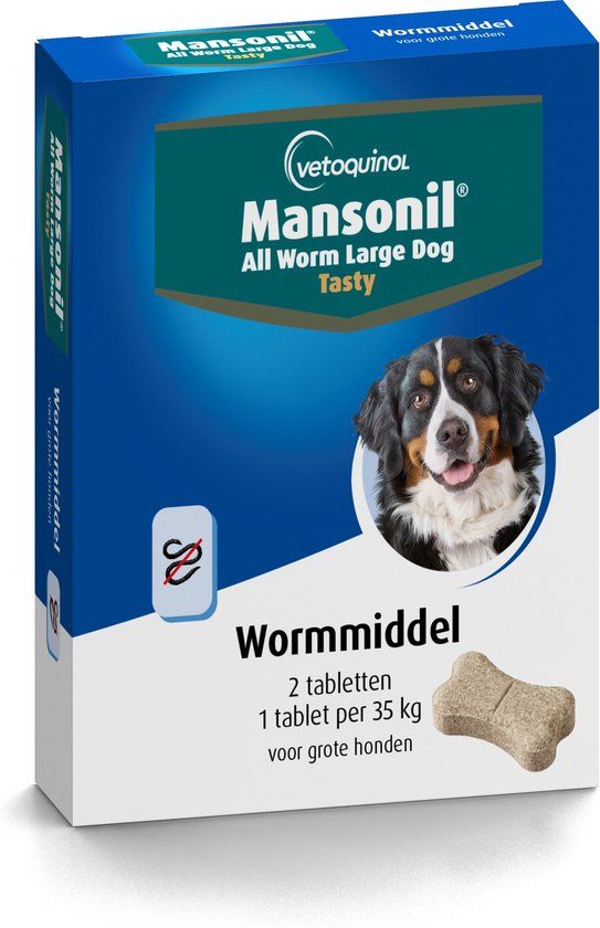 Mansonil All Worm Xl Dog Tasty Bone - Anti wormenmiddel - 2 tab 1 Tab Per 35kg