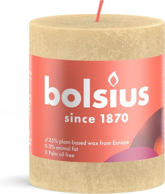 Bolsius Rustic Pillar Candle Oat Beige - 8 cm / 7 cm