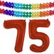 Folat Ballon d'anniversaire en aluminium - 75 ans - rouge - 86 cm - grand ballon chiffre - incl 2x guirlandes de fête