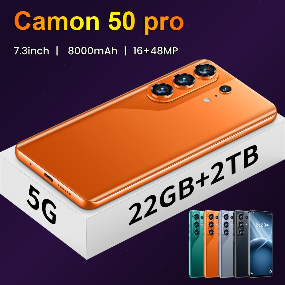 CHOTOG Mobiele Telefoons Camon 50 Pro Smartphone Android 5G 7.3 HD Mobiel 22GB 2TB 8000mAh Octa Core Ontgrendeld Dual SIM 16 + 48MP Camera Globale Versie Mobiele Telefoons