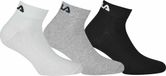 Fila Ankle Socks 3-Pack - Grijs/Wit/Zwart - Katoen - Maat 35-38