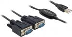 DeLOCK 2x RS232/USB 2.0 - Zwart - 0,14m