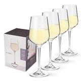 Viski Reserve Europese Crystal Chardonnay glazen, 4 loodvrije kristallen witte wijnglazen, Europees gemaakt glaswerk, wijnglas met gestoomd, set van 4, 15 oz (443 ml)