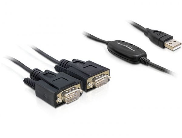 DeLOCK 2x RS232/USB 2.0 - Zwart - 0,14m