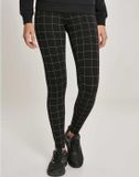 Urban Classics Check High Waist Dames Legging - zwart/wit - XXL