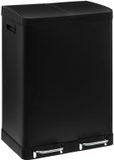 5Five Dubbele Prullenbak/pedaalemmer Ariane - zwart - rvs metaal - 2 x 30 liter - 49 x 40 x 67cm - keuken