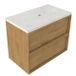 Saniclass Holz Frame Badkamermeubelset - 80x45x63cm - Dia marmeren wastafelblad gepolijst (wit) - zonder kraangat - 2 lades - mat eiken natural (hout) SW1578576/SW728215