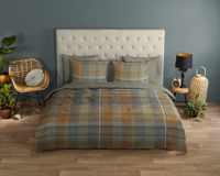Good Morning dekbedovertrek ruit - Lits jumeaux 240x200/220 cm - Bruin - 100% Katoen renforcé