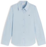Tommy Hilfiger Dames Lange Mouwen Shirt Katoen 97% Elastaan 3% Maat 44 Lichtblauw