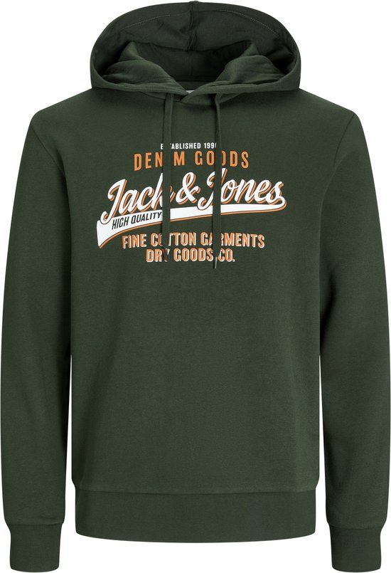 JACK & JONES PLUS JJELOGO SWEAT HOODIE - Heren Trui - Kombu Green - Maat 4XL