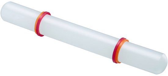 Westmark Fondant-/marsepeinroller, met ring voor het bepalen van de deegdikte, lengte: 22,2 cm, kunststof/siliconen, wit/rood/oranje